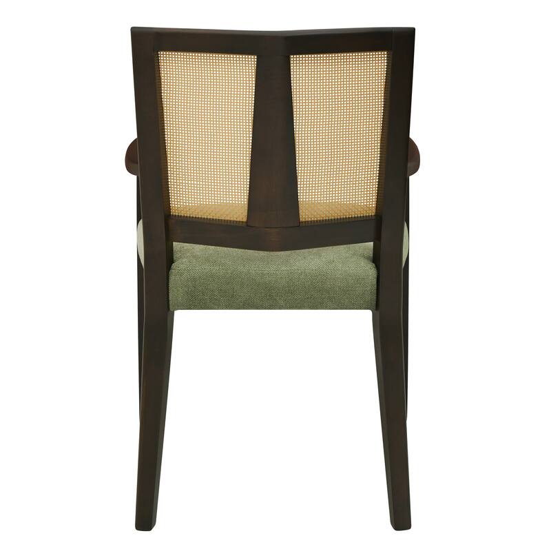 Mid-Century Modern Dining Chair with Rattan Back(Set of 2)
