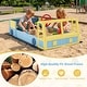 preview thumbnail 5 of 8, Costway Kids Wooden Sandbox, Large Car-Theme Sand Box with Bottom