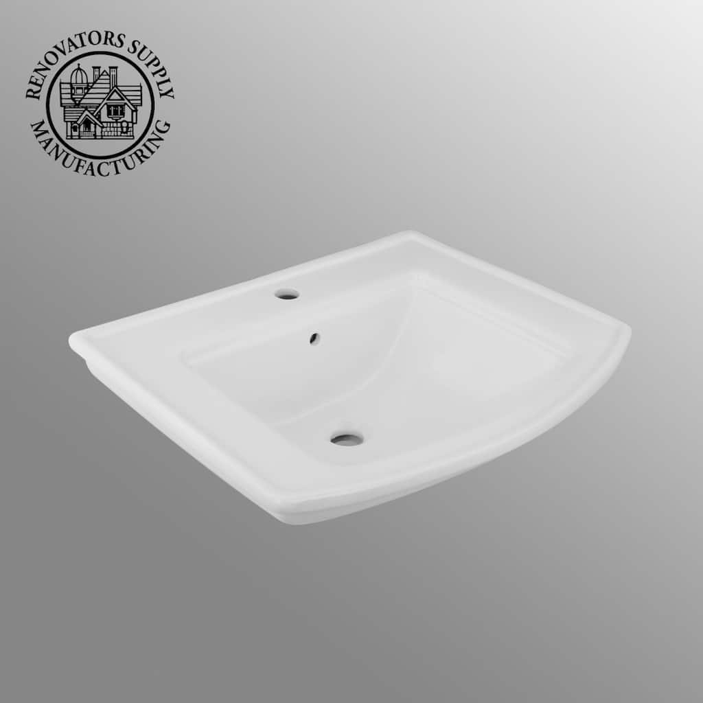 Lowe White Ceramic Wall Mount Sink with Overflow and Single Faucet Hole