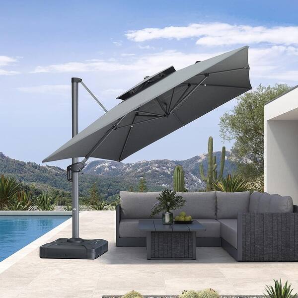 huge offset patio umbrella Tangkula 11 x 9 ft Large Cantilever Outdoor Umbrella, Gray Target Audience This is a HUGE Offset