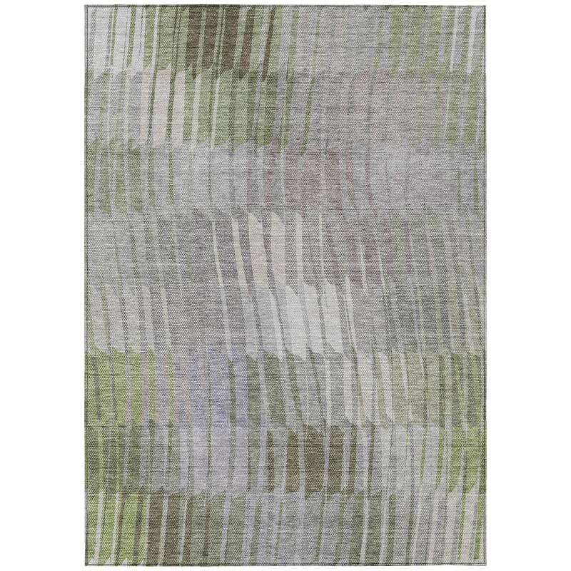 Machine Washable Indoor/ Outdoor Casual Stripe Chantille Rug