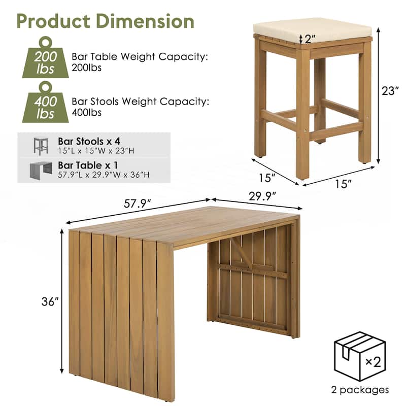 5 Piece Outdoor Bar Set