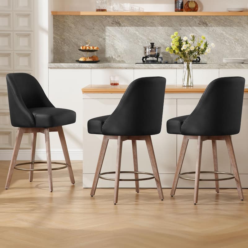 26" Counter Height Swivel Bar Stool, Upholstered Counter Stools - 39.37" (H) x 22.44" (D) x 21.65" (W)
