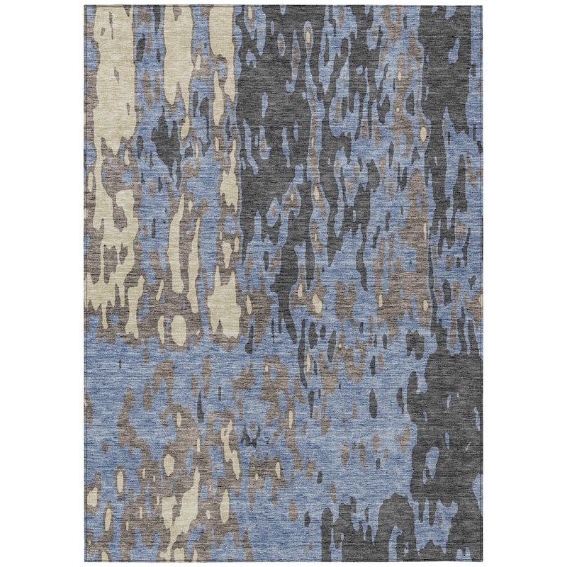 Machine Washable Indoor/ Outdoor Abstract Contemporary Chantille Rug