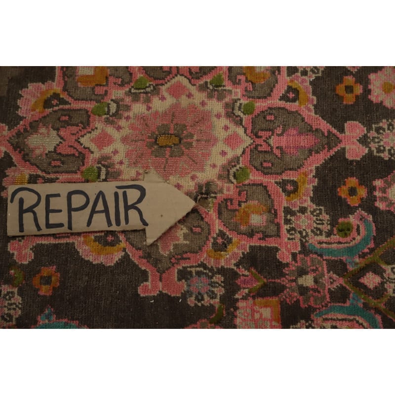 Hand Knotted Oriental 100% Wool Carpet Traditional Floral Brown Mahal Area Rug - 8' 1'' X 3' 7''