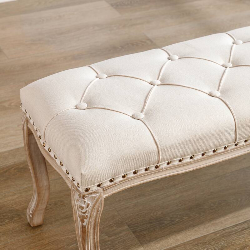 Retro Patterned Legs 45.2In.W Padded Bench - 45.2" W X 14.6" D X 18.3" H