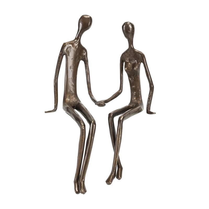 Handcrafted Sitting Couple Figurine - 9.5" - Bronze