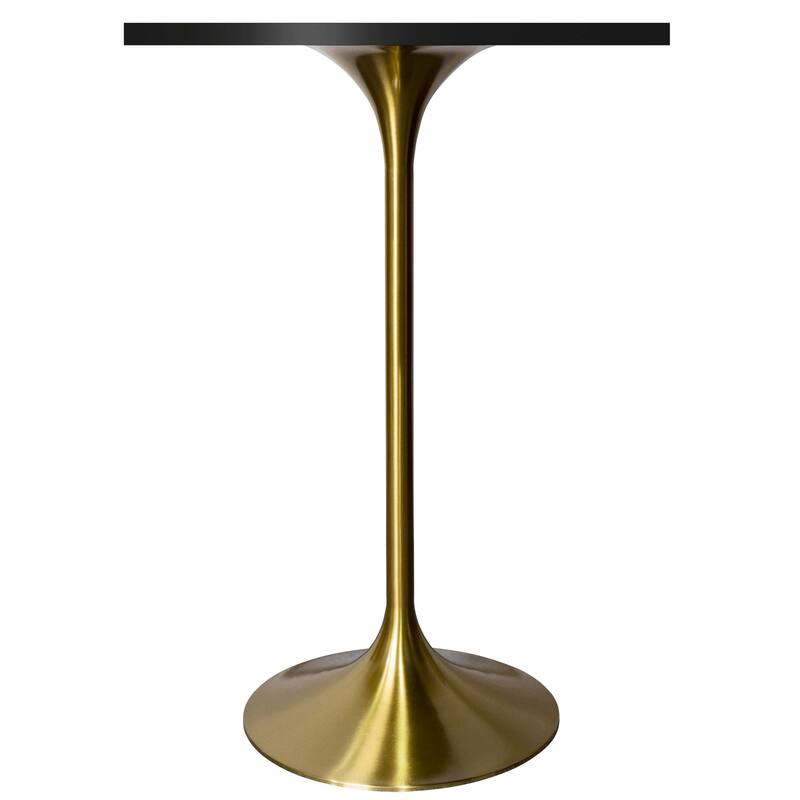 Verve 43 in. Tall Bar Height Dining Table Square MDF Wood Tabletop in Gold Stainless Steel Pedestal Base Accent Bar Table
