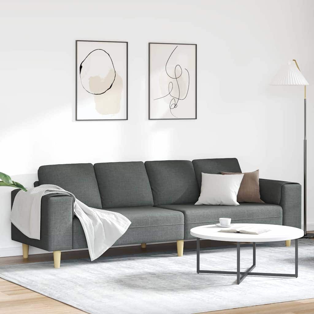 vidaXL Sofa Set Dark gray fabric - 98.4 x 30.3 x 29.9 inch