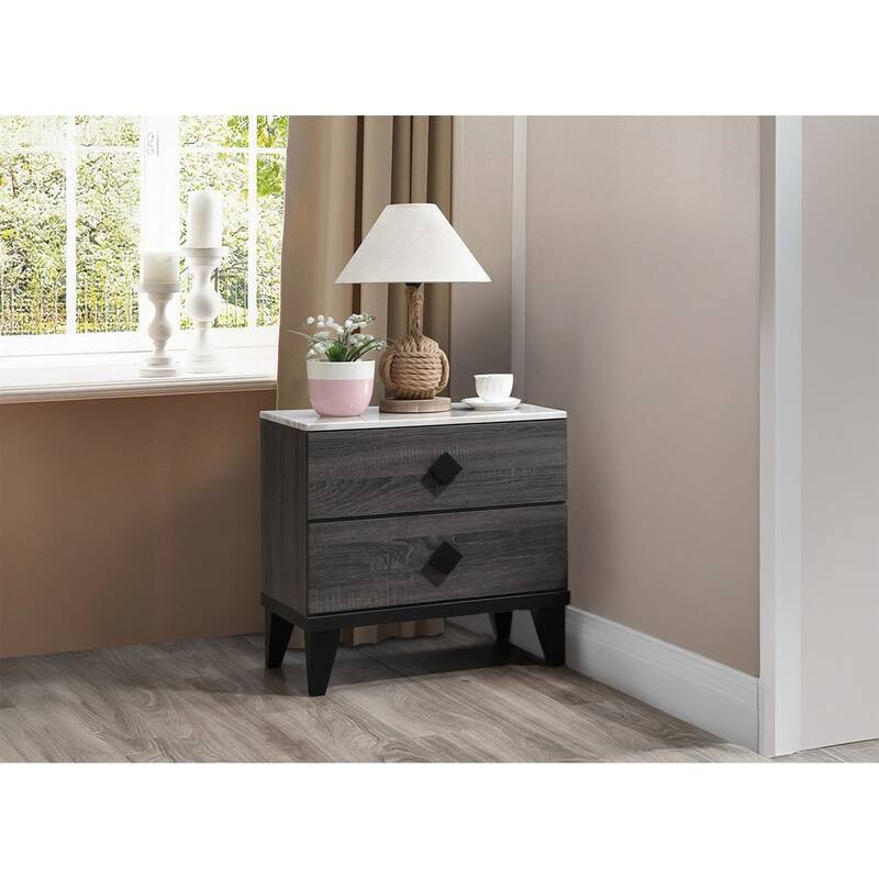 Transitional Style Brown Finish Bed Set Tapered Legs Tufted Headboard