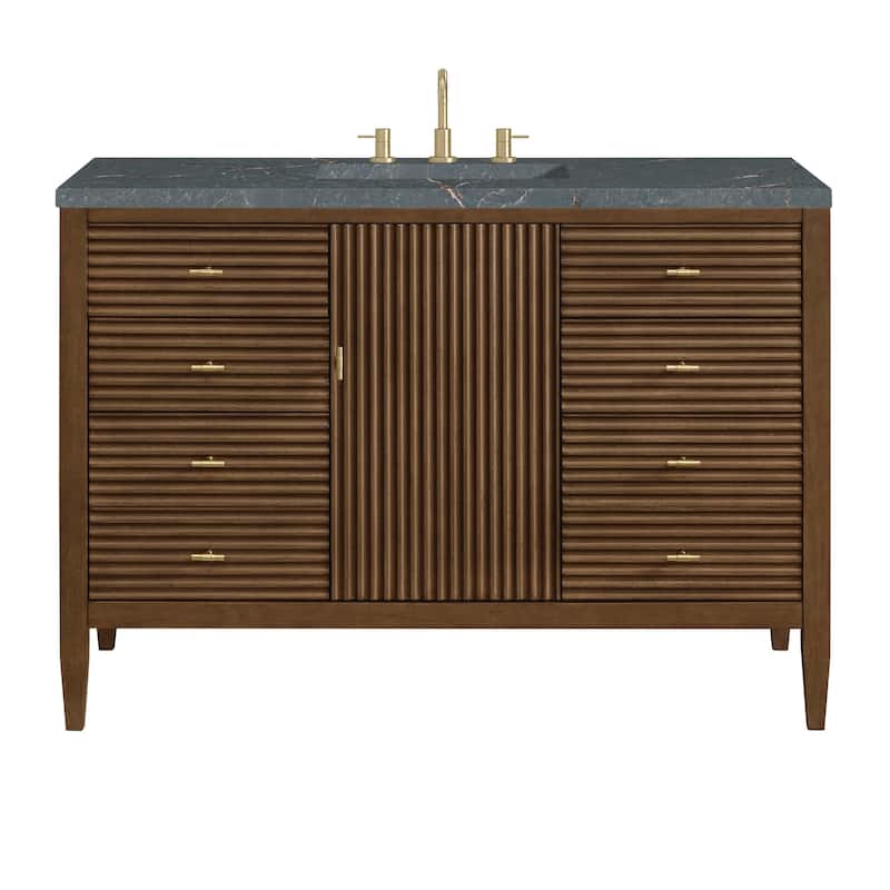 James Martin Vanities 485-V48-3PBL Myrrin 48" Single Basin Wood Vanity - Mid-Century Walnut - Walnut Finish