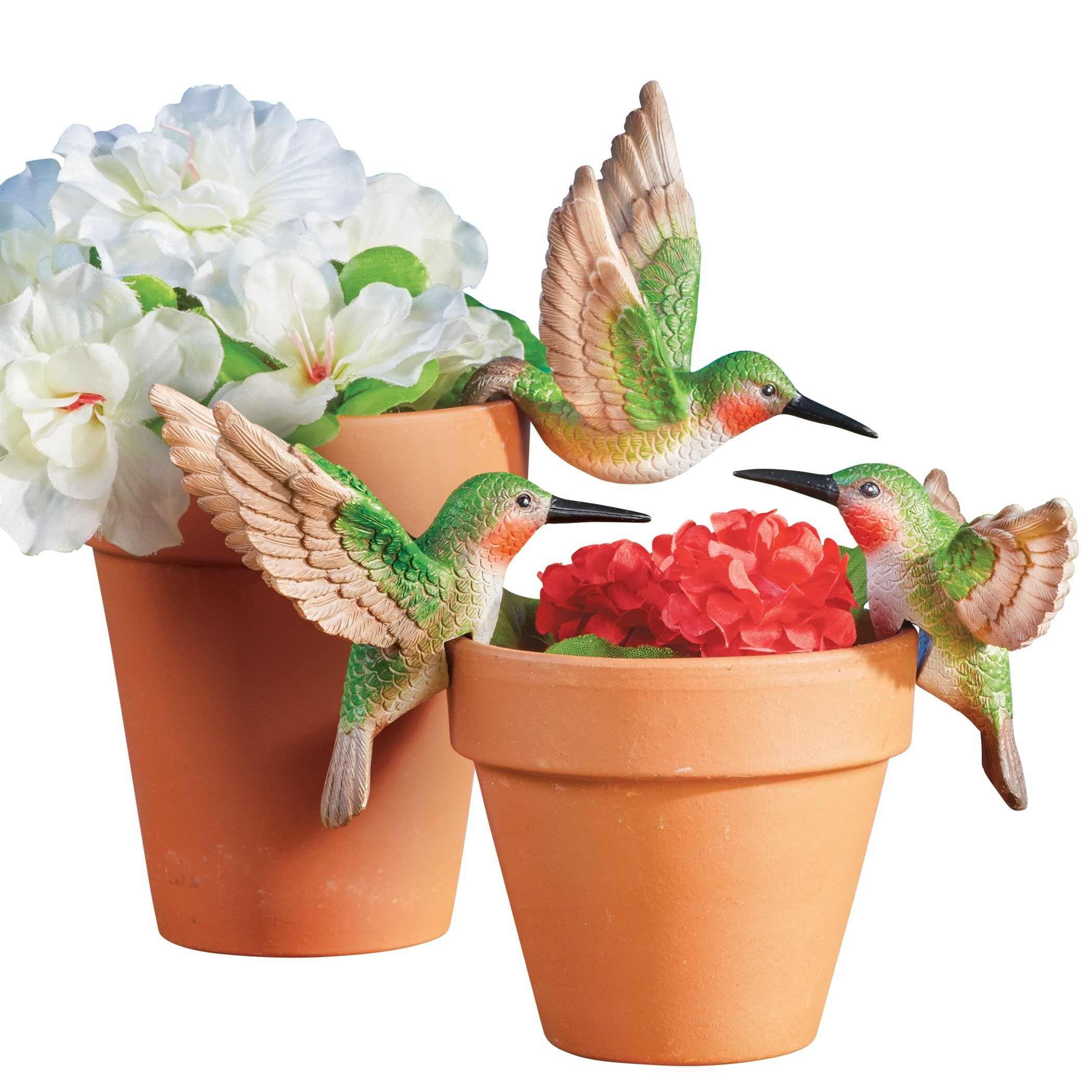 Set of 3 Sculpted Hummingbird Decorative Planter Pot Hangers - NO SIZE -  Bed Bath & Beyond - 39993199