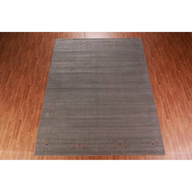 Tribal Gabbeh Indian Area Rug Hand-Knotted Living Room Wool Carpet - 9'2" x 11'11"