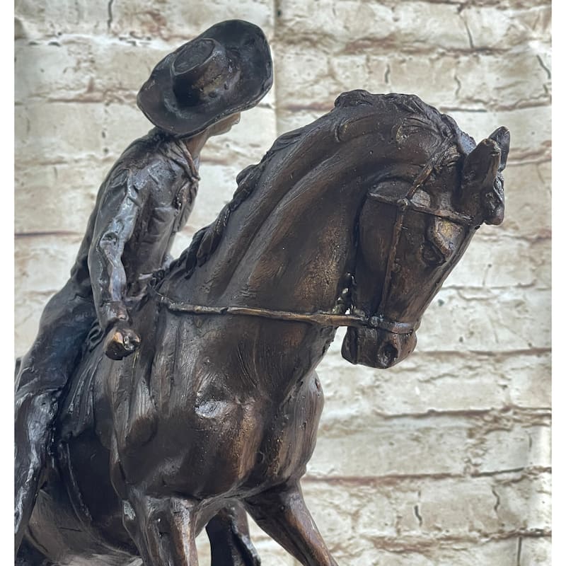 Frederic Remington Cowboy Bronze Statue Sculpture Country Western Art 17 Inches X 21 Inches