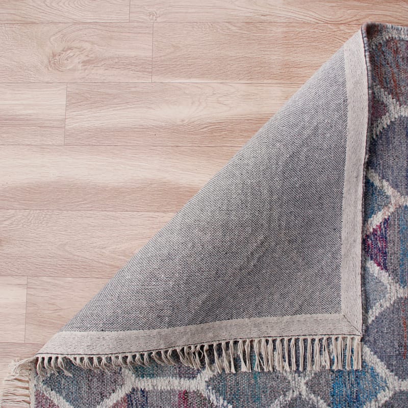 Sevita Hand-Woven Southwestern Jute-Blend Area Rug, White and Blue