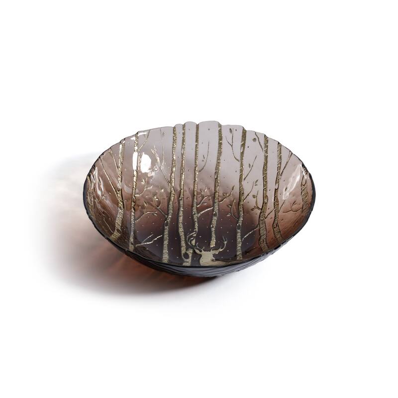Wilderness Glass Serving Bowls, Set of 6 - Side Dish & Appetizer Bowls - Taupe