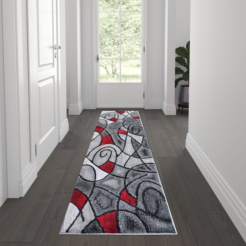 Modern Olefin Accent Area Rug - Abstract Pattern