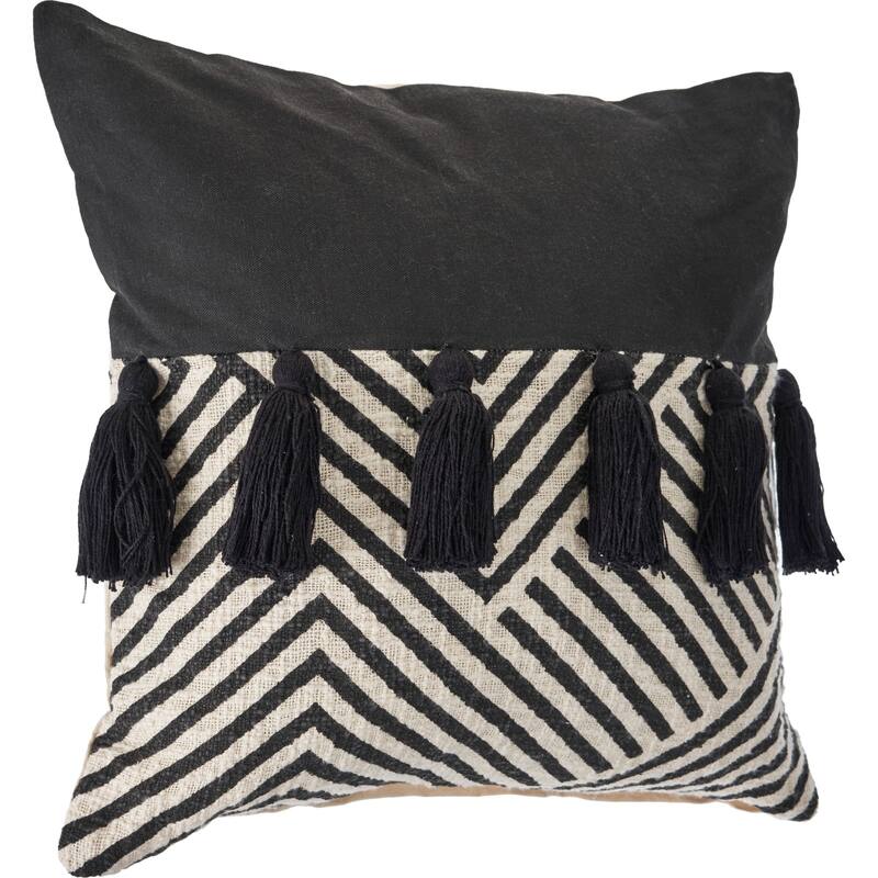 20" Black and White Chevron Square Throw Pillow