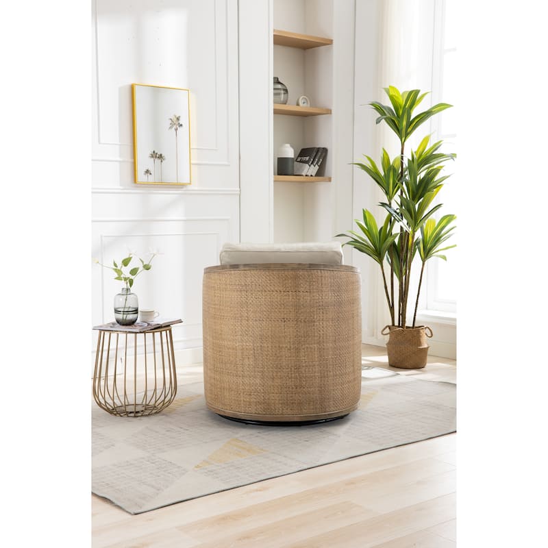 360 Degree Swivel Upholstered Accent Barrel Arm Chair