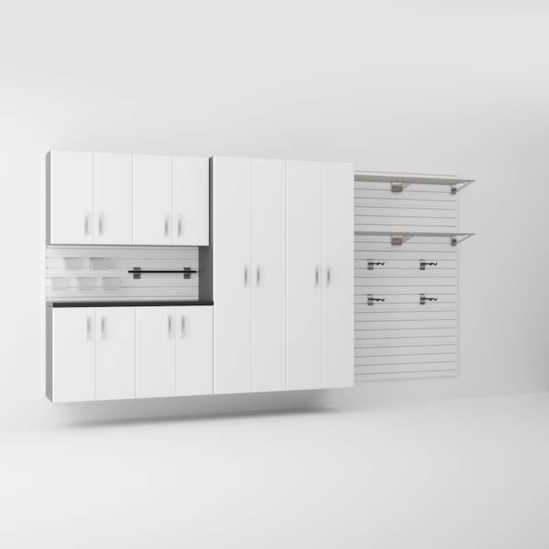 Flow Wall 7 Piece PVC Indoor Cabinet and Shelf Set
