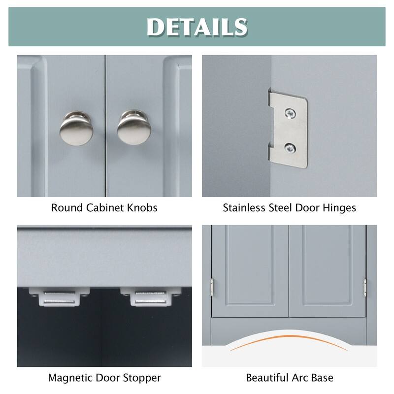 Bathroom Storage Cabinet with Adjustable Shelves, Triangle Bathroom Storage Cabinet, Freestanding Floor Cabinet