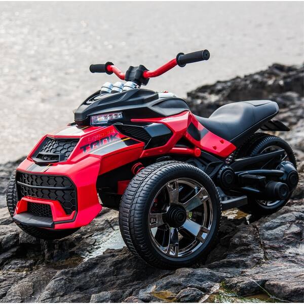 slide 2 of 20, 24V Kids Ride-On 3-Wheeler ATV with Built-In Music, Bluetooth, and Leather Seat, Outdoor Toy