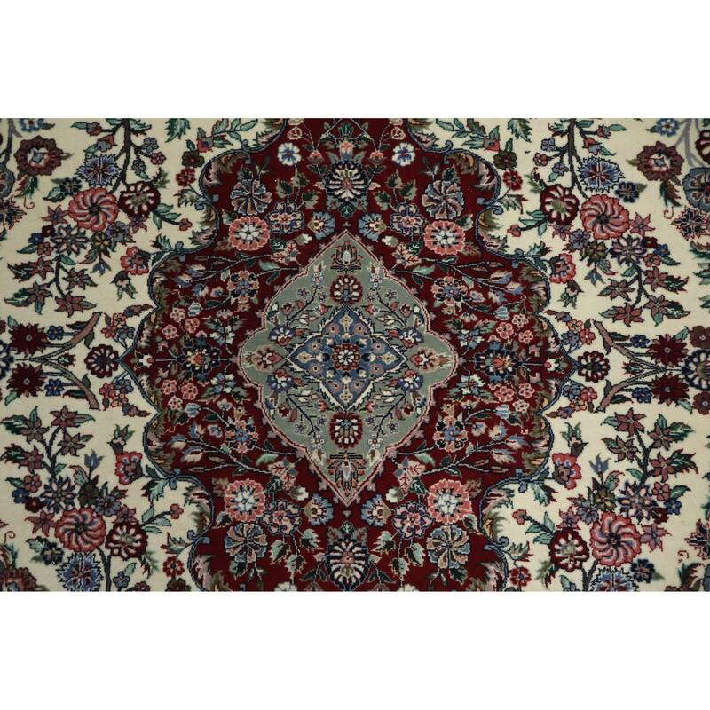 Hand Knotted Oriental 100% Wool Carpet Traditional Floral Beige & Ivories Aubusson Area Rug - 9' 0'' X 6' 0''