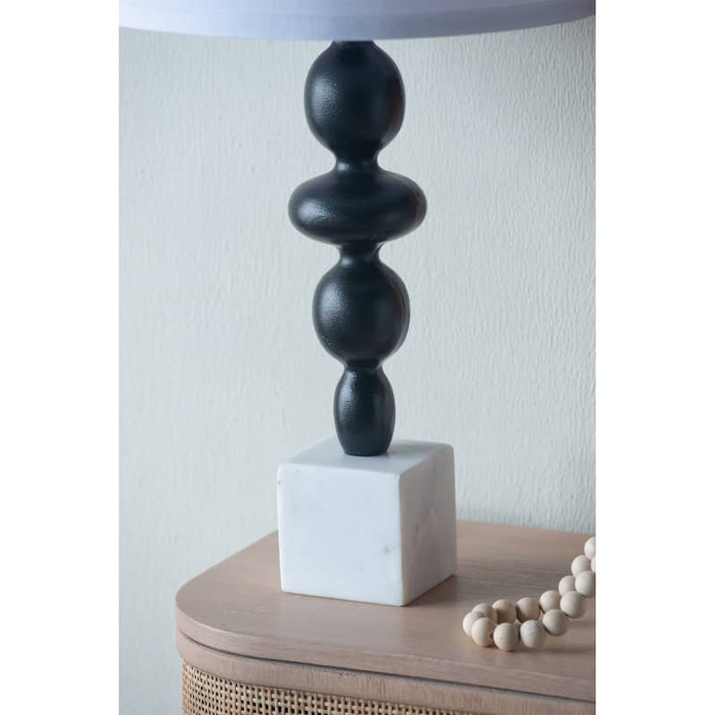 D15x29.5" Black and White Table Lamp with Round Four Tiered Body