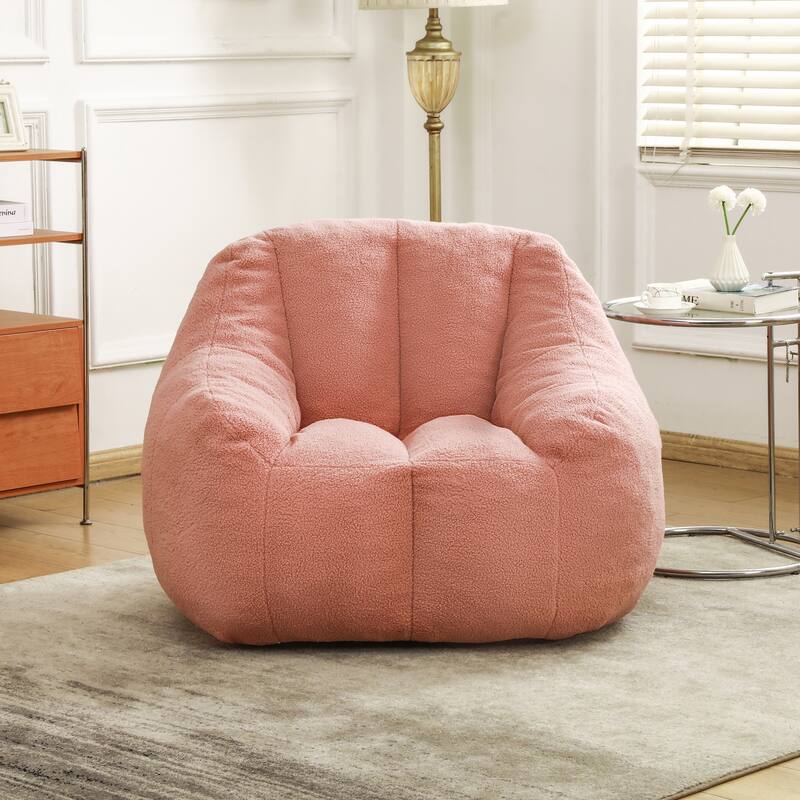 Fluffy Bean Bag Lazy Sofa Chair with Tufted Soft Stuffed Filling & Memory Foam
