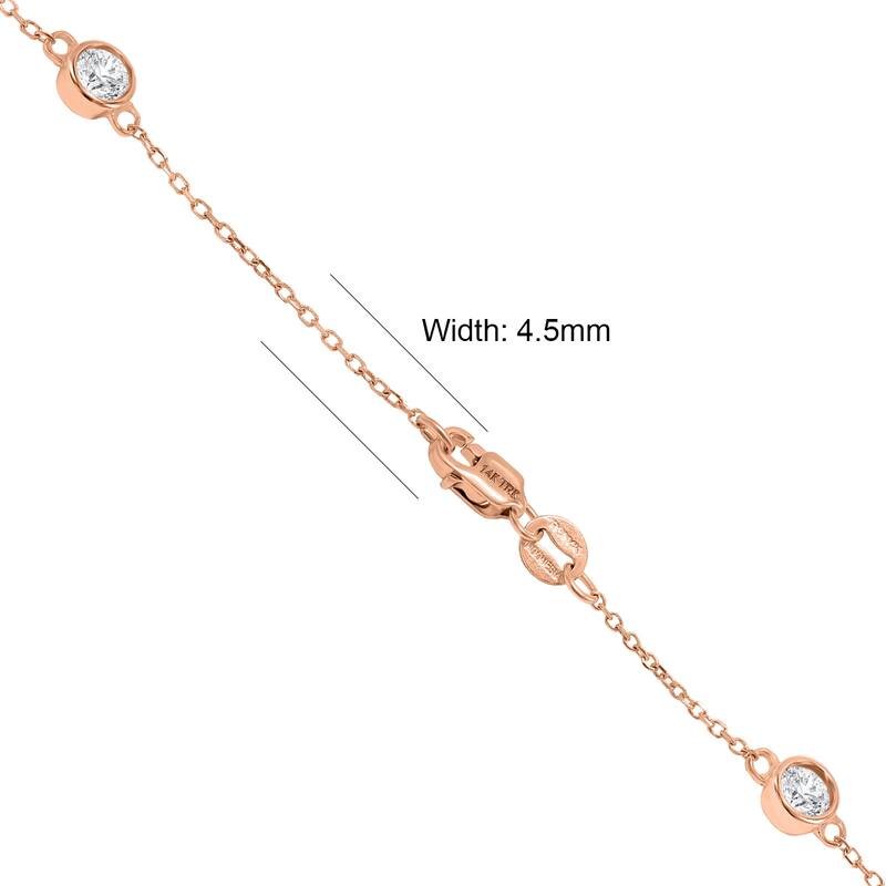 Marquee 1 1/2 Carat TW Bezel Set Diamond Station Necklace in 14K Rose Gold
