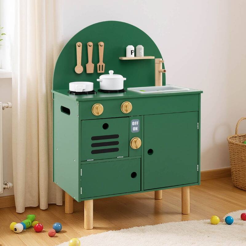 Costway Play Kitchen for Kids with Stoves Faucet Sink Microwave Oven - See Details