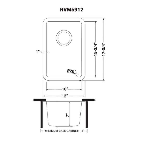 Ruvati 12-inch Undermount Bar Prep Kitchen Sink 16 Gauge Stainless Steel Single Bowl - RVM5912 - Silver - 12" x 17-3/4"
