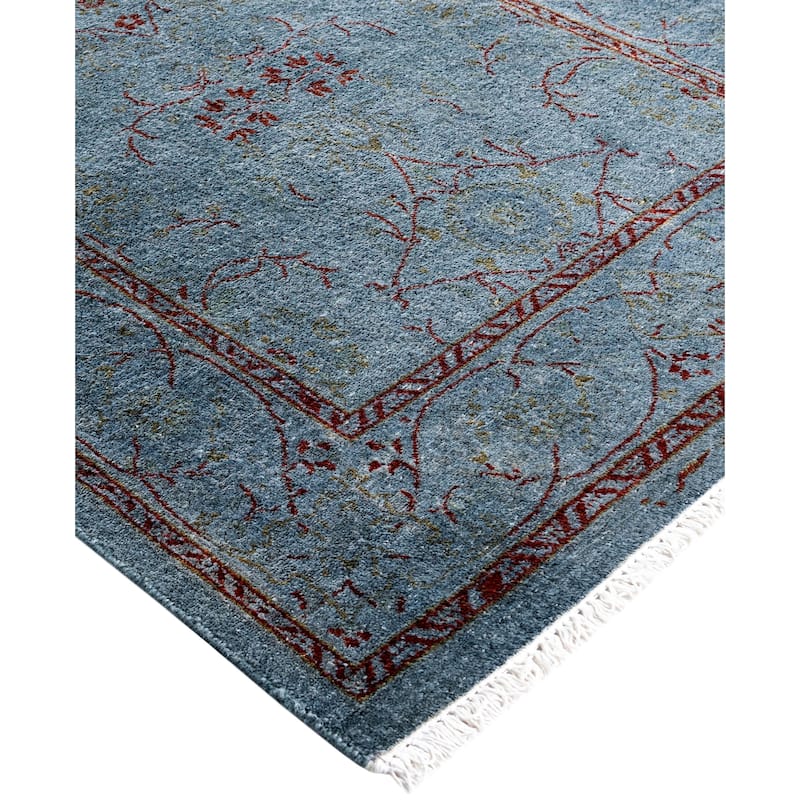 Overdyed One-of-a-Kind Hand-Knotted Runner Rug - Blue - 2' 7" x 4' 6"