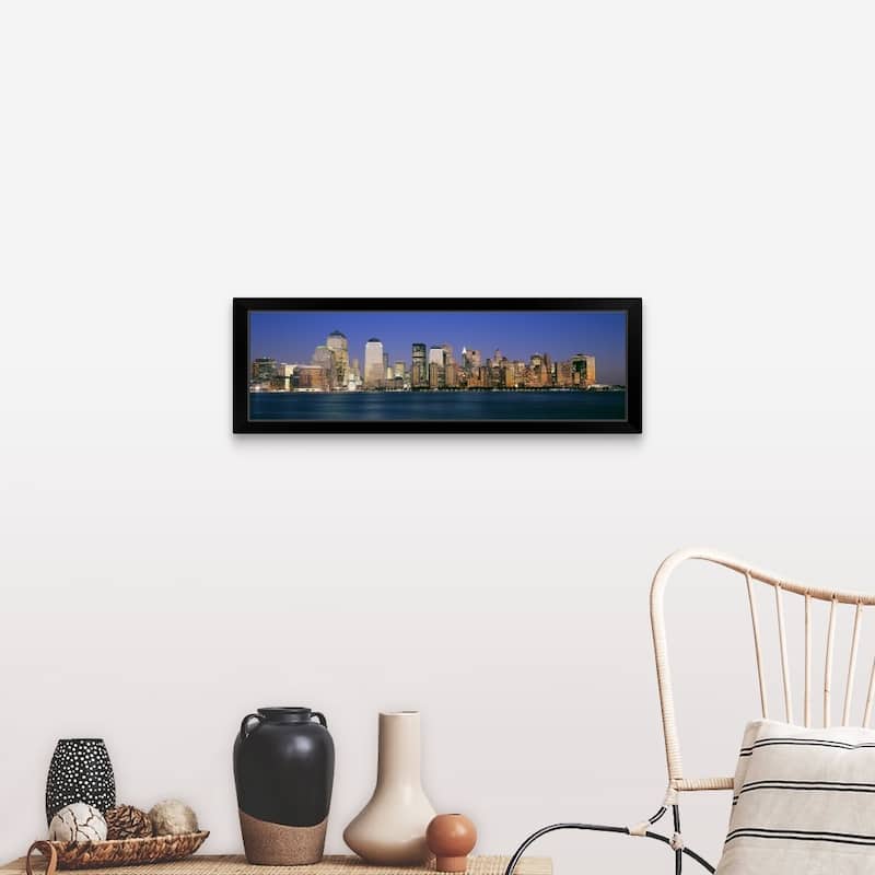 " New York City NY" Black Framed Print - Landscape - Wood - Rectangle - Black - 36 x 12 - 1 Piece - Handmade