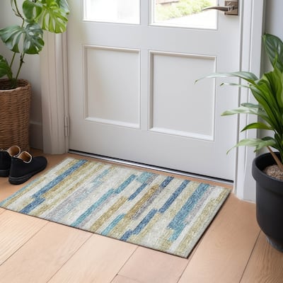 Premium Washable Super Soft Contemporary Stripes Mayfield Rug