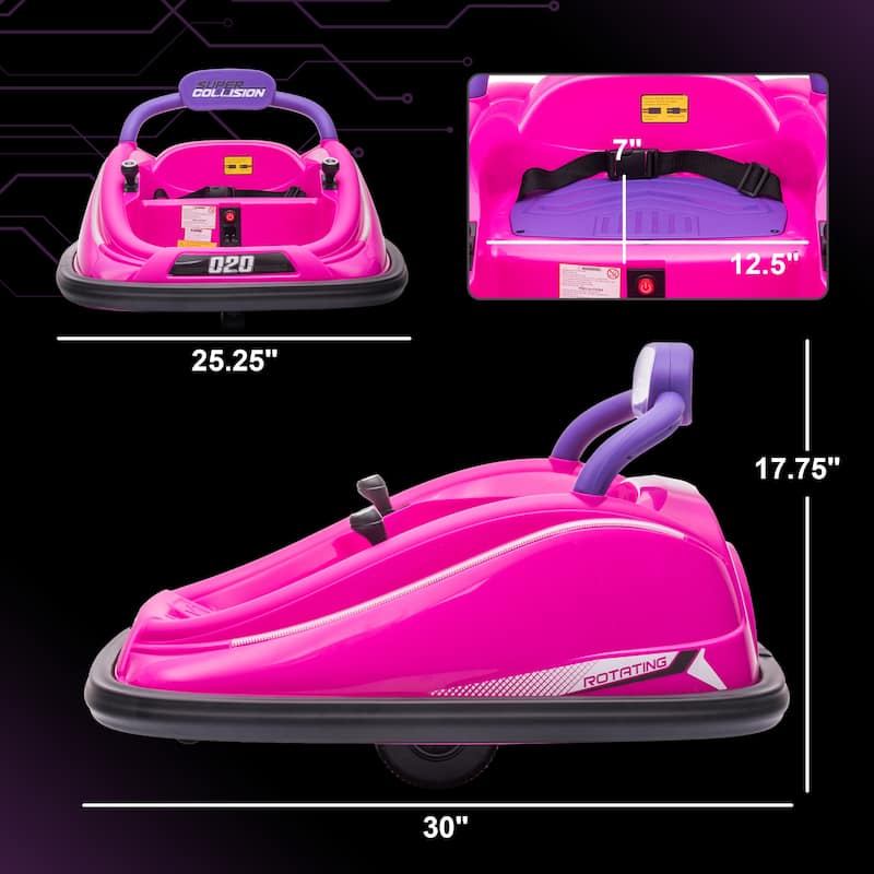 Kids Electric Bumper Car Ride-On Bumper Car with 360° Rotation, Ride on Car Electric Vehicle with LED Lights