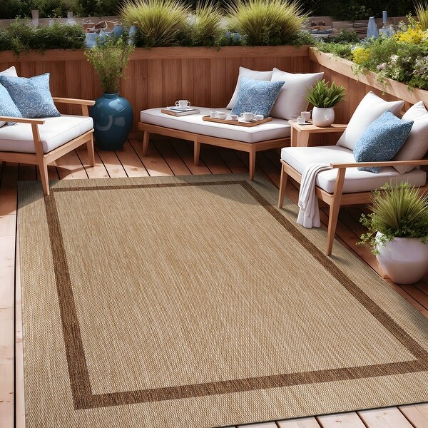 Beverly Rug Modern Bordered Indoor Outdoor Rug Outside Carpet for Patio Deck Porch On Sale Bed Bath Beyond 31772182