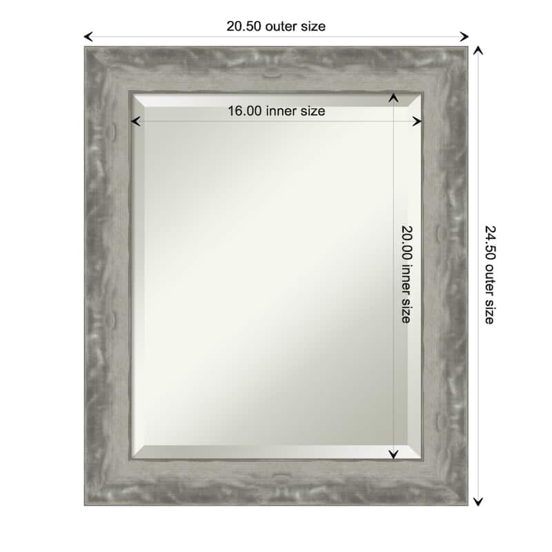 Beveled Wall Mirror - Waveline Silver Narrow Frame - Waveline Silver Narrow - 20.5 x 24.5-inch