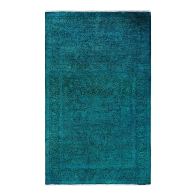 Fine Vibrance One-of-a-Kind Hand-Knotted Area Rug - Blue, 3' 1" x 5' 0" - 3' 1" x 5' 0"
