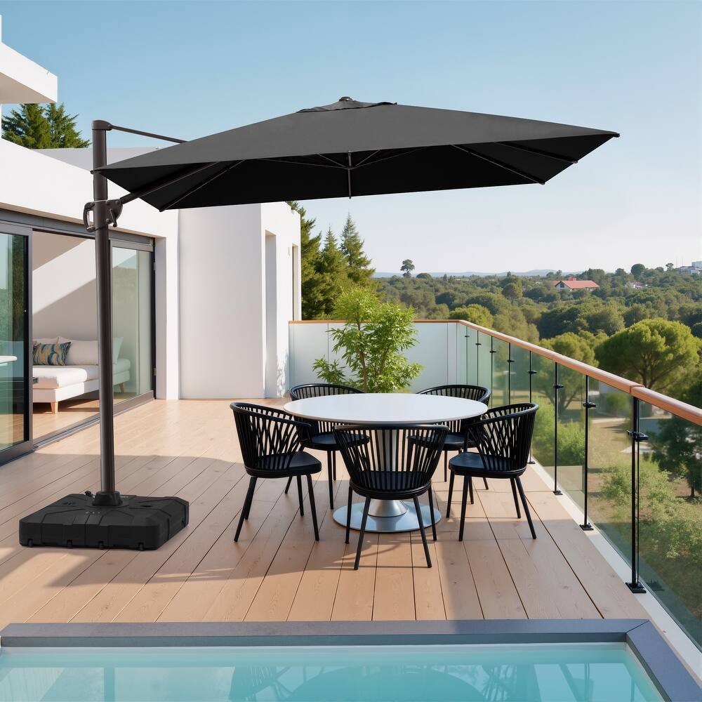 Sturdy Heavy-duty Patio Cantilever Offset Umbrella with 360-degree Rotation and Base