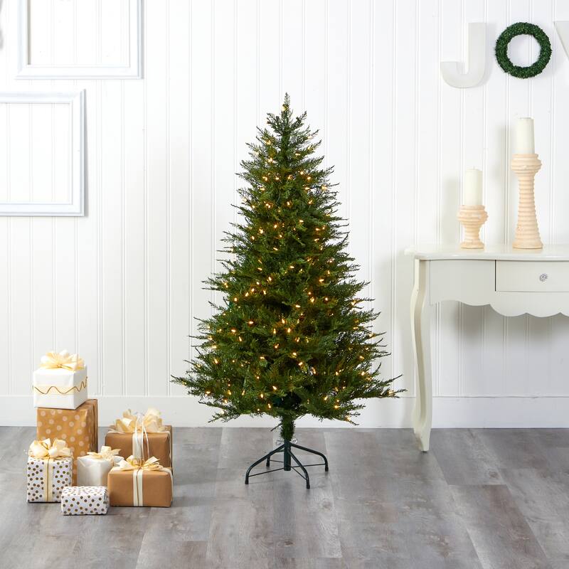 5' Wisconsin Fir Artificial Christmas Tree with 250 Warm White LED Lights and 578 Bendable Branches
