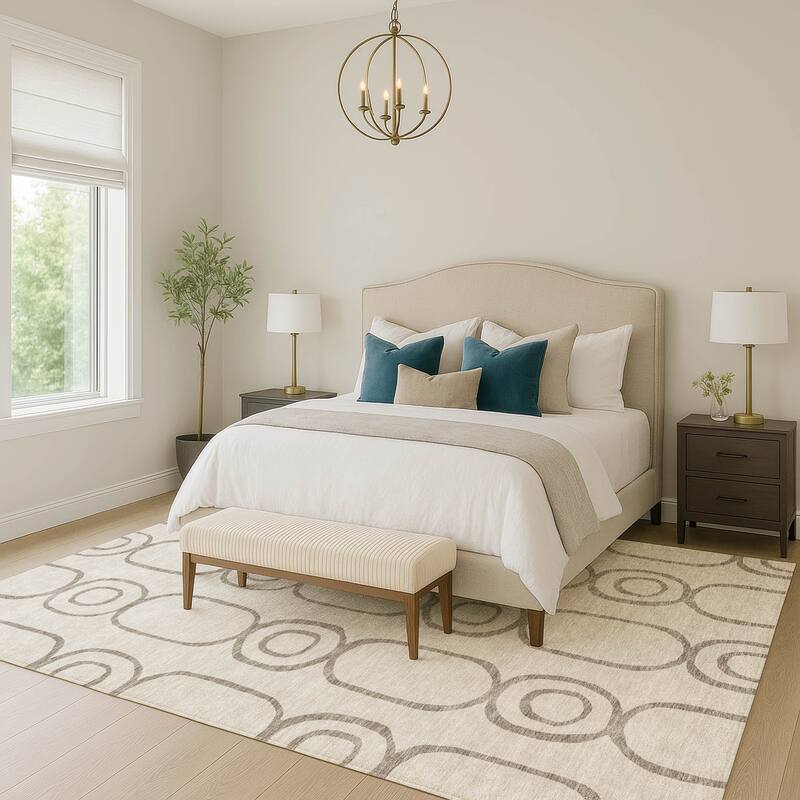 Machine Washable Indoor/ Outdoor Modern Vibe Chantille Rug