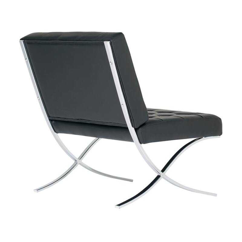 Attriom Bonded Leather and Metal Armless Mid Century Accent Chair - 30.25 x 26 x 34.75"