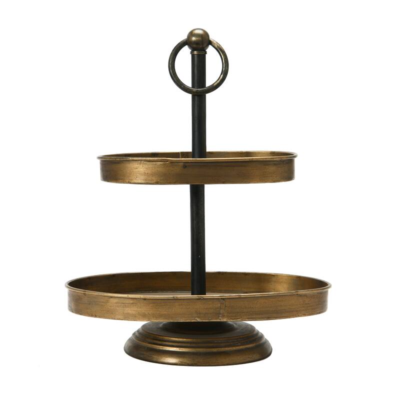 Decorative Metal 2-Tier Tray