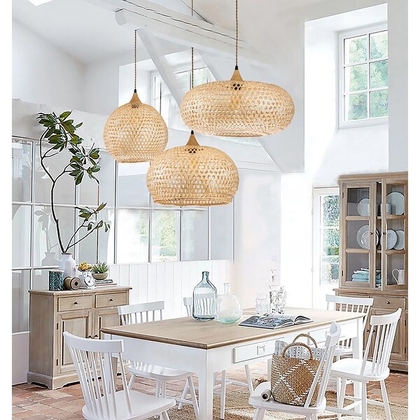 Round rattan chandelier on sale