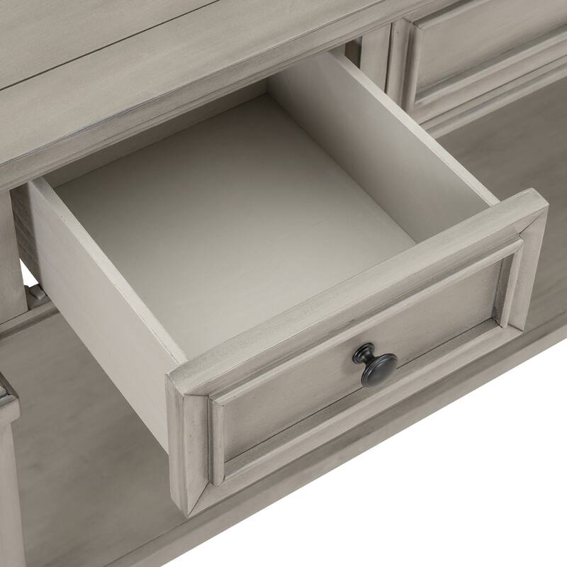 Classic Retro Style Console Table with Three Top Drawers and Open Style Bottom Shelf