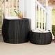 preview thumbnail 3 of 6, Household Essentials Handwoven Resin Barrel Side Table Storage Container