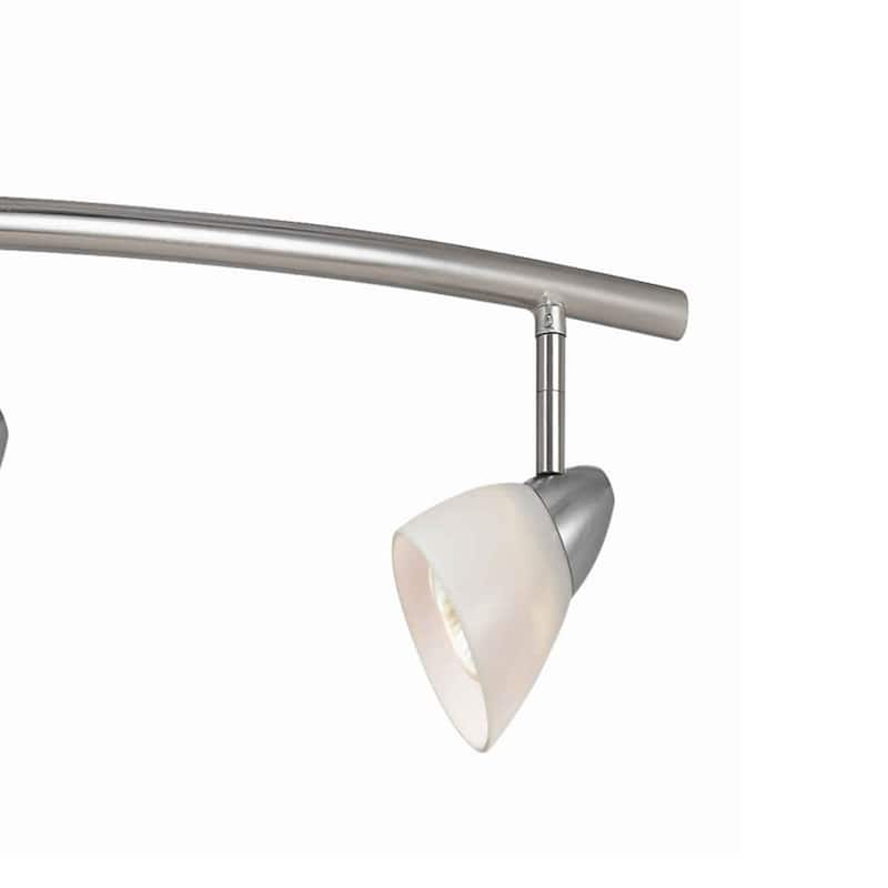 5 Light 120V Metal Track Light Fixture with Glass Shade, White and Silver