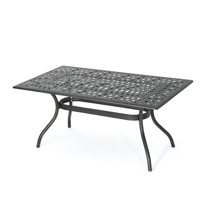 Austin Outdoor Cast Aluminum Square Dining Table with Umbrella Hole by Christopher Knight Home
