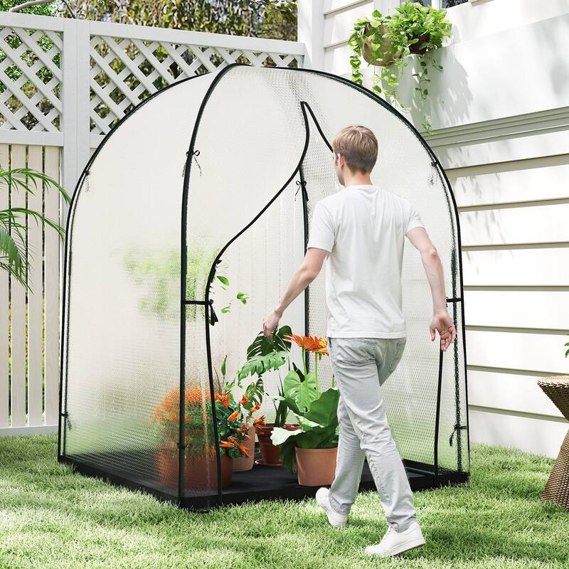 Portable Greenhouse for Outdoors, Bubble Film Cover, Zippered Door - 47.2"x47.2"x71"